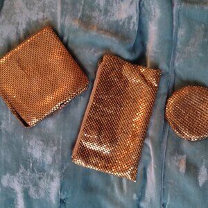 Vintage Whiting & Davis 3 items, Wallet, small pouch and compact